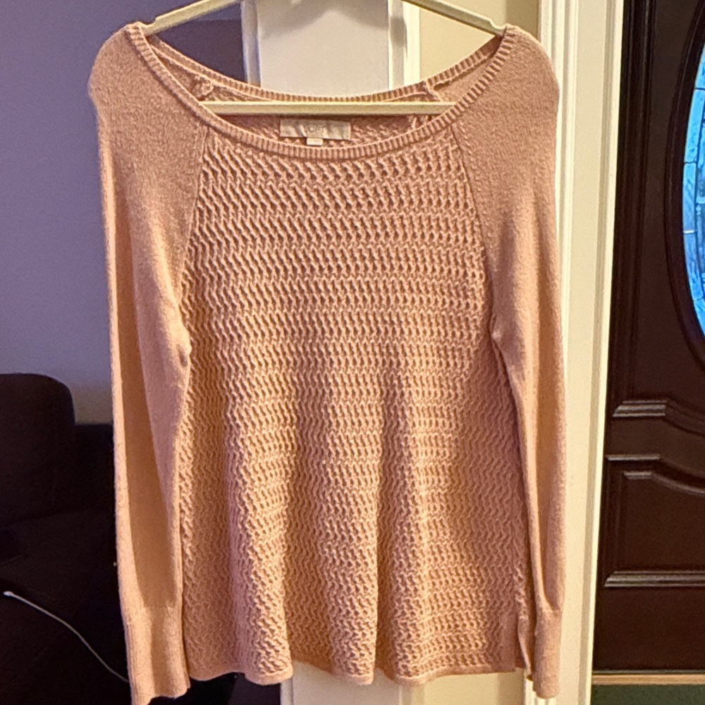 Ann Taylor LOFT Blush Cable Knit Sweater | Size S